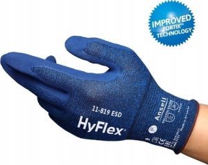 Rękawice ochronne Ansell HyFlex 11-819 ESD 8. izmers. Plan nylonowy spandex. Rękawice z pianką nitrilową. 3