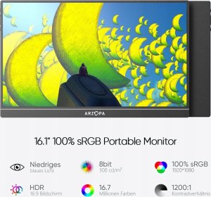 Monitor Arzopa ARZOPA Z1C Przenośny monitor 16,1" do laptopa komputera Mac PS3/4/5 Xbox 7