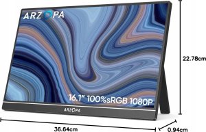Monitor Arzopa ARZOPA Z1C Przenośny monitor 16,1" do laptopa komputera Mac PS3/4/5 Xbox 8