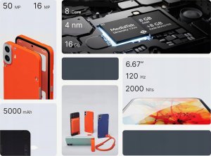 Smartfon Nothing CMF Phone 1 8+128 GB telefon komórkowy smartfon 6,67" nowy pomarańczowy 3