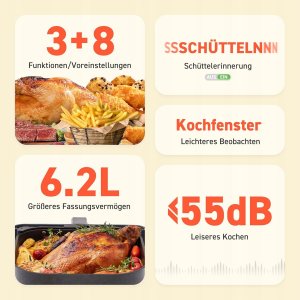 Frytkownica beztłuszczowa Cosori Frytkownica beztłuszczowa XXL 6,2l Airfryer Rapid Air 12w1 8