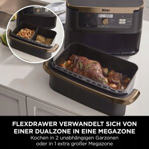 Frytkownica beztłuszczowa Ninja Frytkownica beztłuszczowa Ninja Foodi FlexDrawer Dual Zone AF500EUCP 10,4L 3