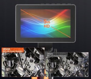 Vevor VEVOR endoskop kamera inspekcyjna cyfrowa HD wodoodporna 6,4 mm 5''4500 mAh 7