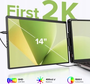 Monitor Uperfect przenośny monitor 14" do laptopa 2K 2240x1400 13"-17" potrójny nowy 3