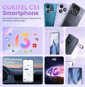 Smartfon Oukitel OUKITEL C51 telefon komórkowy smartfon 18 GB 128 GB 6,8 cala 5150 mAh 6