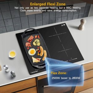 Płyta grzewcza Amzchef AMZCHEF Płyta indukcyjna 60 cm 7400 W płyta kuchenna YL-IF7018S-5B5B3B1B 3