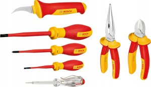 Zestaw narzędzi Bosch Bosch VDE tool set mixed, 7-piece (red/yellow, side cutters, needle-nose pliers, 4 screwdrivers, stripping knife) 1