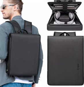 Plecak Bange Plecak wodoodporny Bange torba na laptopa 14" miejski podróżny 39.5x29.5x8 cm do pracy szkoły samolotu męski damski Slim Czarny 1
