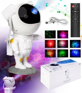 PROJEKTOR GWIAZD ASTRONAUTA KOSMICZNA LAMPKA NOCNA GALAXY LED Z PILOTEM RÓŻNE TRYBY ŚWIECENIA TIMER 1