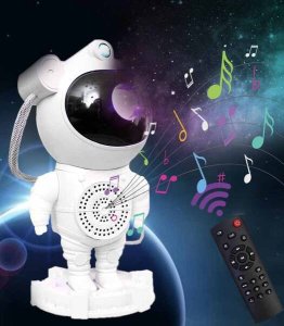Dekoracja świąteczna PROJEKTOR GWIAZD ASTRONAUTA Z PILOTEM LAMPKA NOCNA LED GŁOŚNIK BLUETOOTH EFEKTY ŚWIETLNE TIMER 1