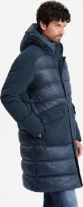 Kurtka męska Ombre Pikowana długa męska kurtka z dużymi kieszeniami  granatowa V4 OM-JALJ-0165 XL 2