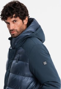 Kurtka męska Ombre Pikowana długa męska kurtka z dużymi kieszeniami  granatowa V4 OM-JALJ-0165 XL 4