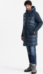 Kurtka męska Ombre Pikowana długa męska kurtka z dużymi kieszeniami  granatowa V4 OM-JALJ-0165 XL 5