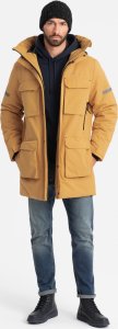 Kurtka męska Ombre Długa ocieplana męska kurtka z odblaskowymi elementami  żółta V2 OM-JALJ-0169 S 3