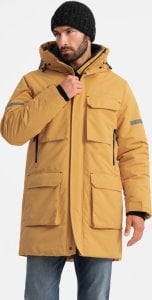 Kurtka męska Ombre Długa ocieplana męska kurtka z odblaskowymi elementami  żółta V2 OM-JALJ-0169 S 4