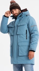 Kurtka męska Ombre Ocieplana długa męska kurtka z odblaskowymi elementami  niebieska V4 OM-JALJ-0169 L 4
