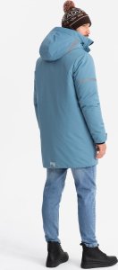 Kurtka męska Ombre Ocieplana długa męska kurtka z odblaskowymi elementami  niebieska V4 OM-JALJ-0169 L 6