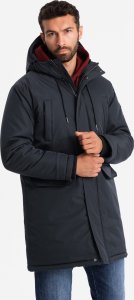 Kurtka męska Ombre Klasyczna długa męska kurtka typu parka  czarna V6 OM-JALJ-0166 XL 1