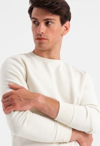 Ombre Bawełniany dresowy komplet męski BASIC bluza nierozpinana + joggery  kremowy V5 Z84 L 3