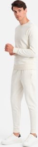 Ombre Bawełniany dresowy komplet męski BASIC bluza nierozpinana + joggery  kremowy V5 Z84 L 4