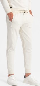 Ombre Bawełniany dresowy komplet męski BASIC bluza nierozpinana + joggery  kremowy V5 Z84 L 5