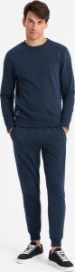 Ombre Komplet dresowy bawełniany męski BASIC bluza nierozpinana + joggery  granatowy V1 Z84 M 5