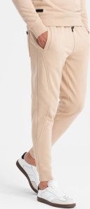 Ombre Komplet dresowy męski bawełniany BASIC bluza nierozpinana + joggery  beżowy V6 Z84 XXL 5