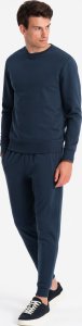 Ombre Komplet dresowy bawełniany męski BASIC bluza nierozpinana + joggery  granatowy V1 Z84 L 1