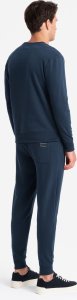 Ombre Komplet dresowy bawełniany męski BASIC bluza nierozpinana + joggery  granatowy V1 Z84 L 8