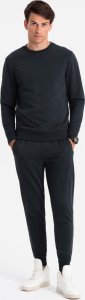 Ombre Bawełniany męski dresowy komplet BASIC bluza nierozpinana + joggery  czarny V9 Z84 L 1