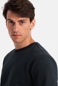 Ombre Bawełniany męski dresowy komplet BASIC bluza nierozpinana + joggery  czarny V9 Z84 L 3