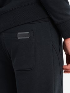 Ombre Bawełniany męski dresowy komplet BASIC bluza nierozpinana + joggery  czarny V9 Z84 L 7