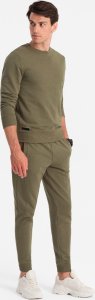 Ombre Bawełniany męski komplet dresowy BASIC bluza nierozpinana + joggery  oliwkowy V2 Z84 L 1