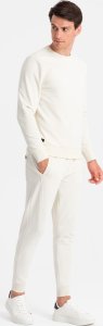 Ombre Bawełniany dresowy komplet męski BASIC bluza nierozpinana + joggery  kremowy V5 Z84 XL 1