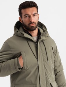 Kurtka męska Ombre Klasyczna męska długa kurtka typu parka  oliwkowa V3 OM-JALJ-0166 L 2
