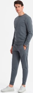 Ombre Dresowy męski bawełniany komplet BASIC bluza nierozpinana + joggery  grafitowy V11 Z84 XXL 1