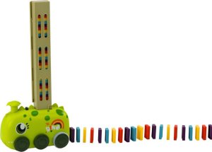 LeanToys Autko Zielony Dinozaur na Baterie Układające Kolorowe Domino 4 Kolory Klocków 2