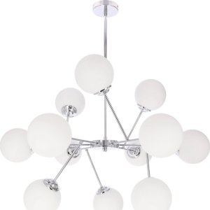 Lampa wisząca Candellux BELWEDER lampa wisząca chromowy 12x40W E14 klosz biały  30-39828 1
