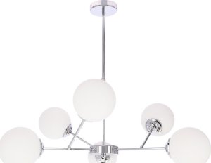 Lampa wisząca Candellux BELWEDER lampa wisząca chromowy 6x40W E14 klosz biały  36-39842 4