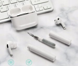 CZYŚCIK ZESTAW DO CZYSZCZENIA SŁUCHAWEK AirPods 3w1 biało - szary 2