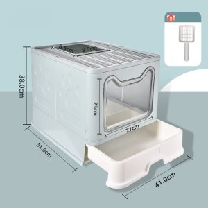 SHOPUJ.PL DUŻA KUWETA DLA KOTA SKŁADANA Z SZUFLADĄ SZARA + ŁOPATKA 5