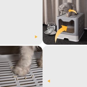 SHOPUJ.PL DUŻA KUWETA DLA KOTA SKŁADANA Z SZUFLADĄ SZARA + ŁOPATKA 7