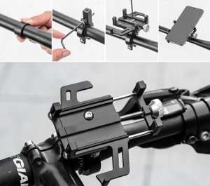 SHOPUJ.PL UCHWYT ROWEROWY NA TELEFON SKUTER HULAJNOGA ROWER METALOWY REGULOWANY MOCNY 2