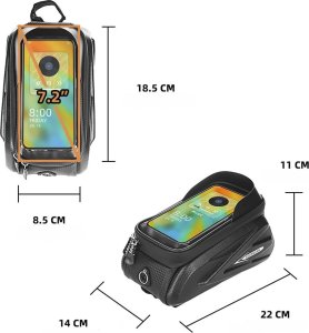 SHOPUJ.PL TORBA NA ROWER RAMA PRZEDNIA GÓRNA WODOODPORNA NA TELEFON ZE SCHOWKIEM 3