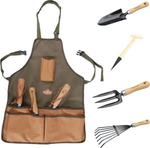 Fartuch ogrodowy + zestaw narzędzi Łopatka Pikownik Grabie 2