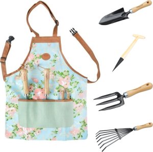 Fartuch ogrodowy + zestaw narzędzi Łopatka Pikownik Grabie 2