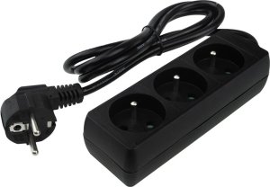 Ecolight Przedłużacz 3 gniazda 1.5m z/u 3x1.0mm2 czarny 1