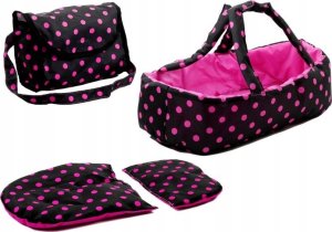 LeanToys Wózek Dla Lalek Alice Nosidełko Torba Czarno- Różowy 5