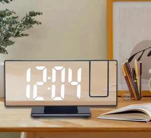 BUDZIK Zegar Cyfrowy z PROJEKTOREM Elektroniczny LUSTRO LED Termometr 4251 4