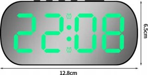 Yermos BUDZIK Zegar Cyfrowy Z Alarmem Elektroniczny LUSTRO LED Termometr 3054 3